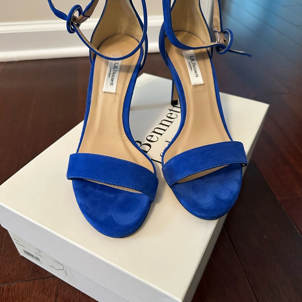 LK Bennett Dora Suede Heeled Sandals in Blue, size 37 - Picture 5 of 7